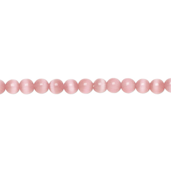 Bead, cat's eye glass (fiber optic glass), dark pink, 4mm round, quality grade. Sold per 15-1/2" to 16" strand. image number 0