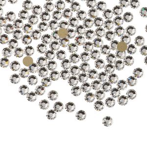 Flat back, Dance With Me™ crystal rhinestone, crystal clear, foil back, 3-3.2mm rose, SS12. Sold per pkg of 144 (1 gross).