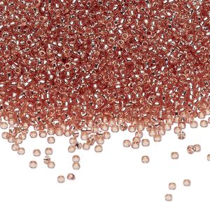 Seed bead, Miyuki, glass, pkg/250g, #15 rocaille, Duracoat® transparent silver-lined mica, (RR-4271).