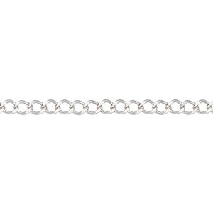 Chain 1pkg1 sterling silver curb, 2.7mm, 5 foot unfinished