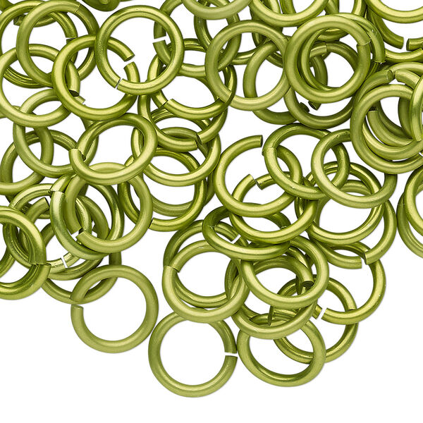 Jump ring, anodized tempered aluminum, light green, 10mm round, 7.2mm inside diameter, 15 gauge. Sold per pkg of 100. image number 0