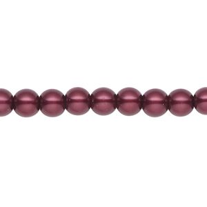 Pearl 2pk bordeaux, Celestial Crystal® 6mm round 15.5-16 inch