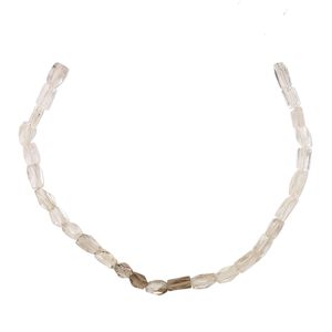Smoky quartz 1pkg1, hand-cut faceted rectangle bead 8 inch 6x4mm-9x5mm