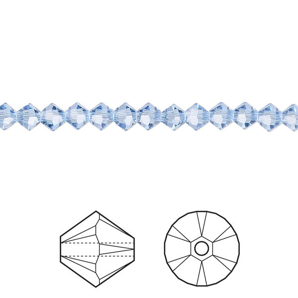 Bead 48pk light sapphire, Crystal Passions® 4mm bicone 5328 image number 0