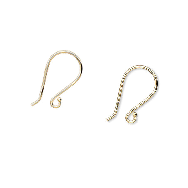 Ear wire, 14Kt gold, 13mm French wire with ball and open loop, 22 gauge. Sold per pair. image number 0