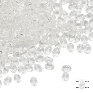 Bead, Preciosa Twin™, Pressed Twin, Czech pressed glass, transparent clear, 5x2.5mm oval with (2) 0.7-0.8mm holes. Sold per 250-gram pkg.