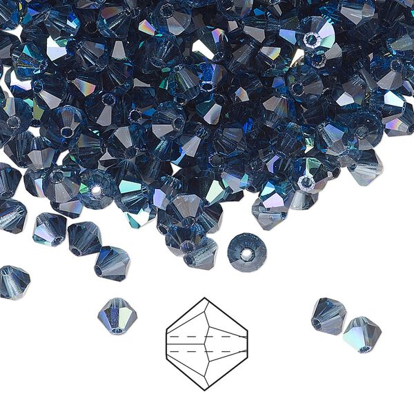 Bead 720pk Montana AB, Preciosa Czech crystal 4mm bicone image number 0