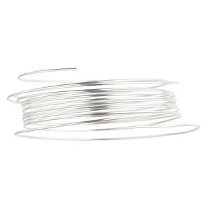 Wire, sterling silver, full-hard, round, 24 gauge. Sold per pkg of 5 feet.