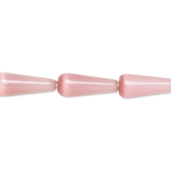 Bead, cat's eye glass (fiber optic glass), dark pink, 16x6mm teardrop, quality grade. Sold per 15-1/2" to 16" strand. image number 0