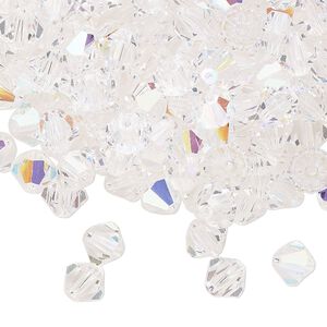 Bead 24pk crystal glitter, Preciosa Czech crystal 6mm bicone