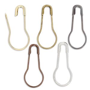 Bail, assorted-finished brass, 22x10mm safety pin with 16mm grip length. Sold per pkg of 50.