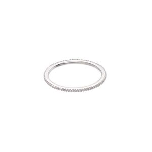 Ring, sterling silver and cubic zirconia, clear, 1.5mm wide, size 11. Sold individually.