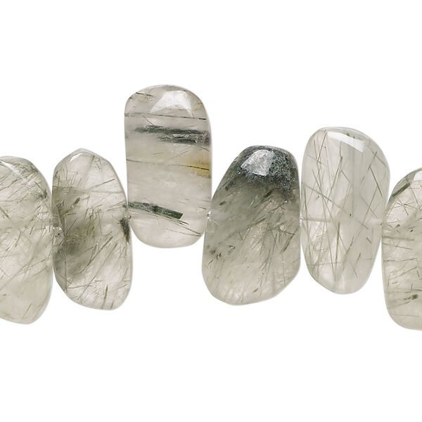 Green hair quartz 1pkg1, hand-cut top-drilled / center-drilled Hawaiian chip bead natural 7 inch extra-large image number 0