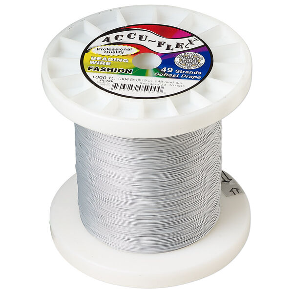 Beading wire, Accu-Flex®, nylon and stainless steel, pearl, 49 strand, 0.019-inch diameter. Sold per 1,000-foot spool. image number 0