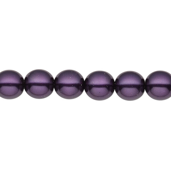 Bead, Czech pearl-coated glass druk, opaque royal purple, 8mm round. Sold per 15-1/2" to 16" strand. image number 0