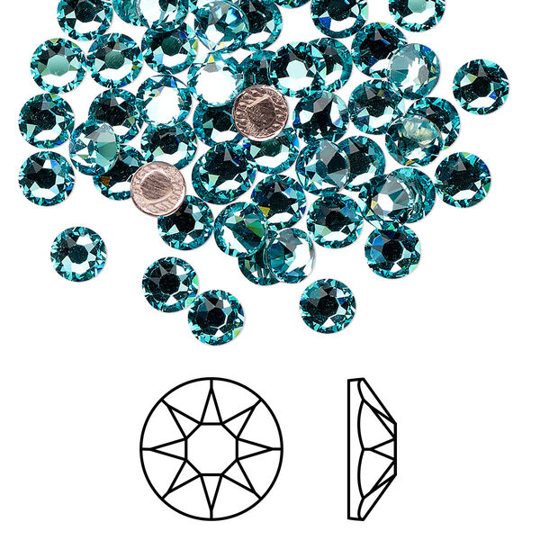 Flat back 144pk light turquoise foil back, Crystal Passions® hotfix rhinestone 4.6-4.8mm rose round SS20 2078HF image number 0