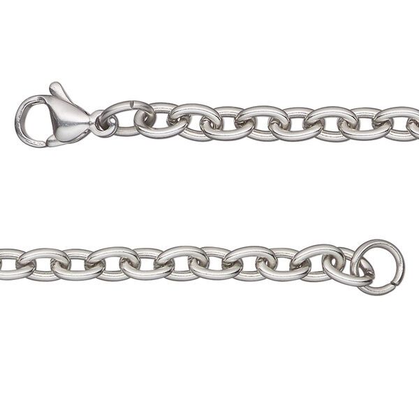 Chain, stainless steel, 4.5mm cable, 20 inches with lobster claw clasp. Sold individually. image number 0