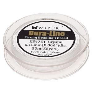 Thread, Miyuki Dura-Line, gel-spun polyethylene, crystal, 0.15mm diameter, 18-pound test. Sold per 50-meter spool.