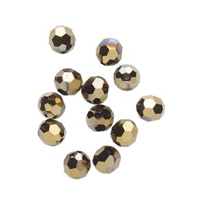 Bead 12pk crystal dorado 2X, Crystal Passions® 6mm round 5000