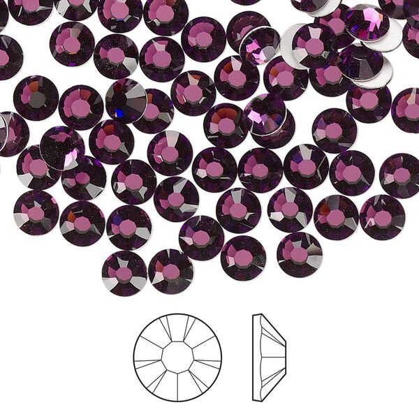 Flat back 1440pk amethyst foil back, Preciosa MAXIMA Czech crystal rhinestone 4.6-4.8mm chaton rose round SS20 image number 0
