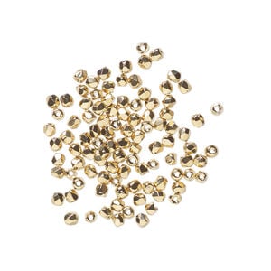 Bead 1pkg100, fire-polished, 14Kt gold-plated glass, opaque clear, 2mm faceted round.