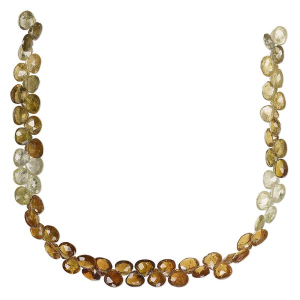 Grossularite garnet 1pkg1, hand-cut top-drilled faceted puffed teardrop bead natural 8 inch 5x4mm-6x6mm image number 0