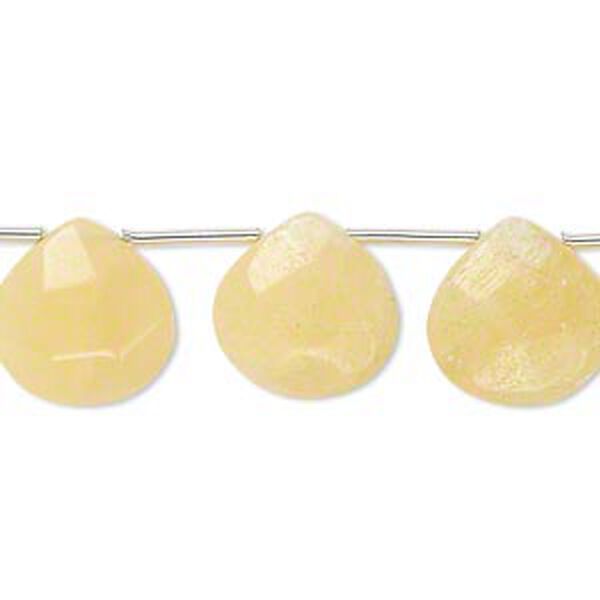 Bead, calcite (waxed), 13x13mm-14x14mm hand-cut top-drilled faceted puffed teardrop, B- grade, Mohs hardness 3. Sold per pkg of 10 beads. image number 0