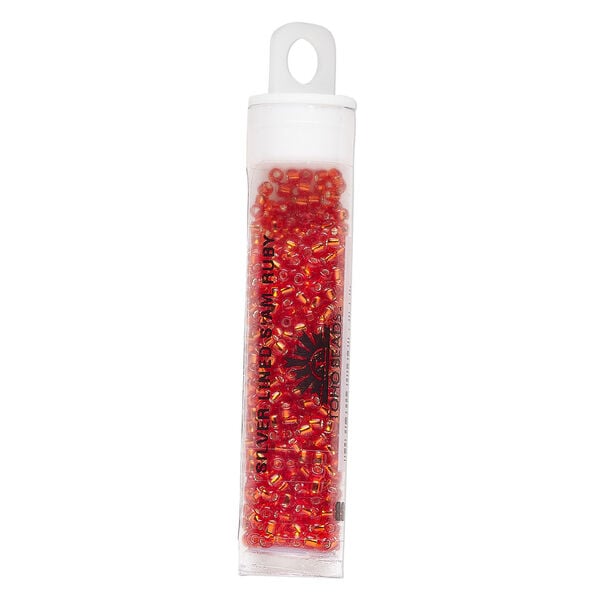 Seed bead, TOHO BEADS&reg; Premium, glass, 1pkg7.5g, #11 round, transparent silver-lined light Siam ruby (TR-11-25) image number 0
