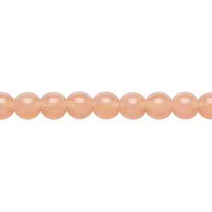 Bead, Preciosa, Czech glass druk, translucent pink opal, 6mm round. Sold per 15-1/2" to 16" strand.