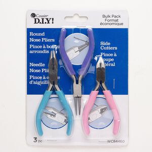 Pliers assortment high carbon steel plastic 3pk, silver finish mixed colors