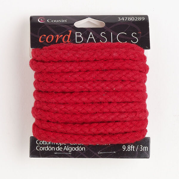 Cotton 1pkg1, braided round cord red 3m 8mm image number 0