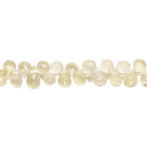 Lemon quartz / quartz crystal 1pkg1, hand-cut top-drilled micro-faceted teardrop bead 9 inch 5x3mm-7x4mm