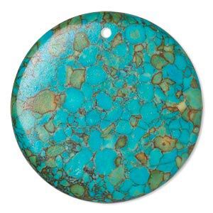 Mosaic "turquoise" (magnesite) 1pkg2, flat round focal 40mm