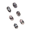 Bead, Dione&reg;, lampworked glass and imitation rhodium-plated brass grommets, transparent black and opaque multicolored, 12x8mm-16x9mm rondelle with assorted designs. Sold per pkg of 6. image number 0