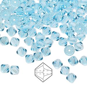 Bead 144pk aqua bohemica, Preciosa Czech crystal 5mm bicone