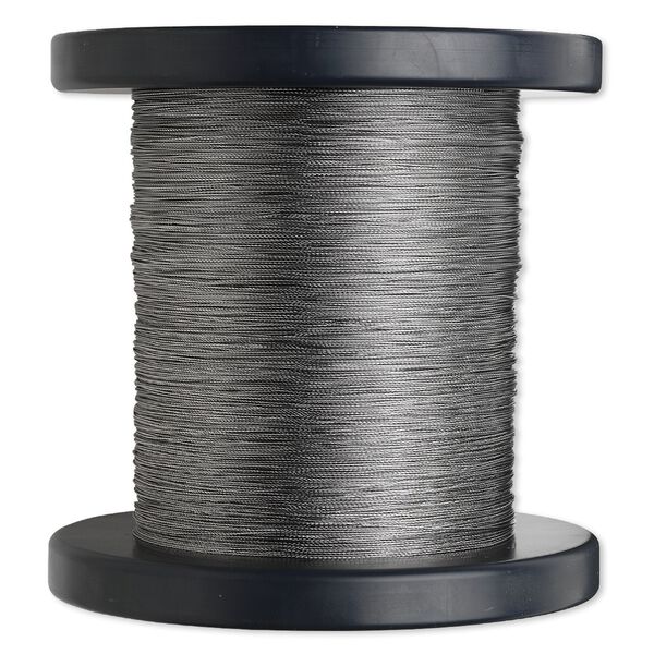 Beading wire, Tigertail™, nylon-coated stainless steel, clear, 3 strand, 0.012-inch diameter. Sold per 1,000-foot spool. image number 0