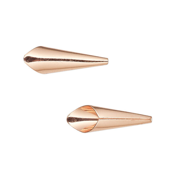 Cone, copper-plated brass, 21x7mm smooth, fits 6mm bead. Sold per pkg of 12. image number 0