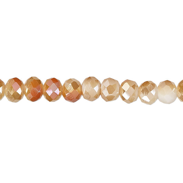 Bead 1pk 48 facets opaque white orange AB, Celestial Crystal® 6x4mm rondelle 15.5-16 inch image number 0