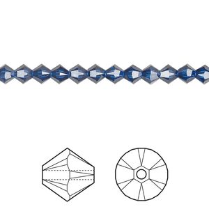 Bead 144pk dark sapphire, Crystal Passions® Regenerated 4mm bicone 5328