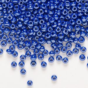 Seed bead, Preciosa Ornela Czech glass, pkg/500g, #8 rocaille, opaque luster blue, (38060).