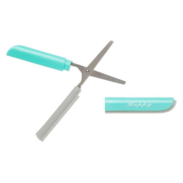 Scissors, thread snip, stainless steel and acrylic, grey and turquoise blue, 4-3/4 inches. Sold individually. image number 0