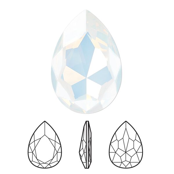 Fancy stone 24pk white opal foil back, Swarovski® 30x20mm pear 4327 image number 0