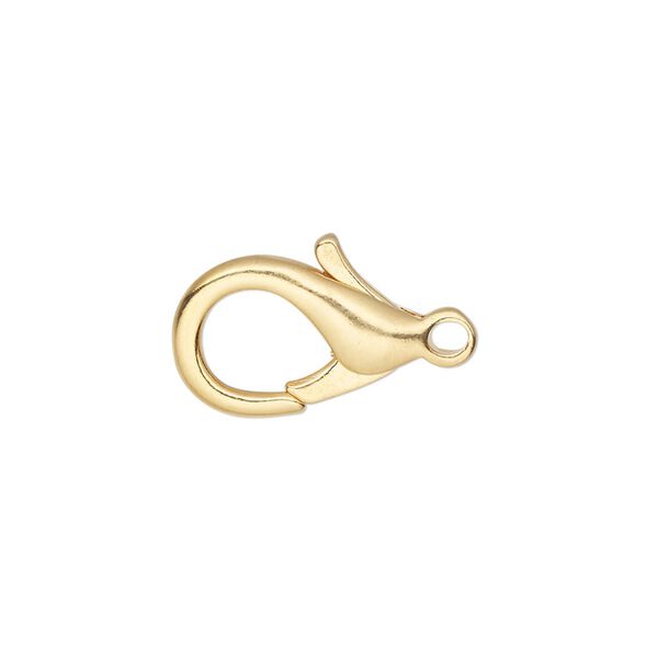 Clasp, lobster claw, gold-plated brass, 17x11mm. Sold per pkg of 10. image number 0