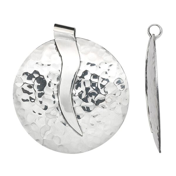 Focal, Hill Tribes, fine silver, 44mm hammered flat round. Sold individually. image number 0