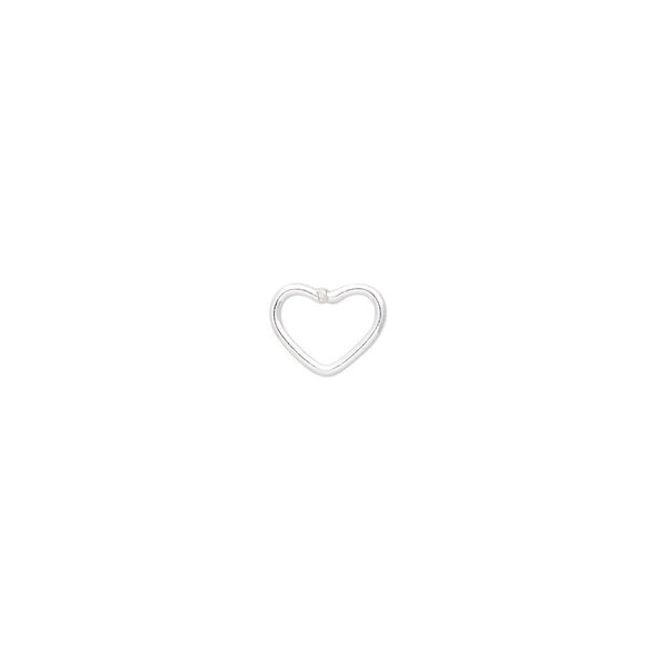 Jump ring, sterling silver, 7x6mm soldered heart, 5x3.3mm inside diameter, 19 gauge. Sold per pkg of 10. image number 0