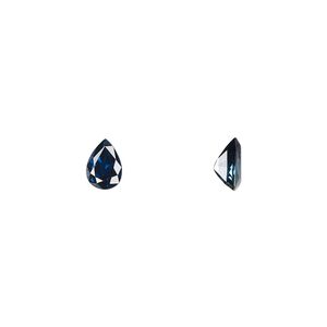 Blue sapphire 1pkg1, hand-cut faceted pear gem 7x5mm