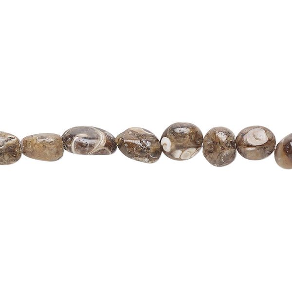 Turritella agate 1pkg1, pebble bead B grade, 8 inch small image number 0