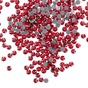 Flat back, Dance With Me™ crystal hotfix rhinestone, light Siam, foil back, 2.3-2.5mm rose, SS8. Sold per pkg of 144 (1 gross).