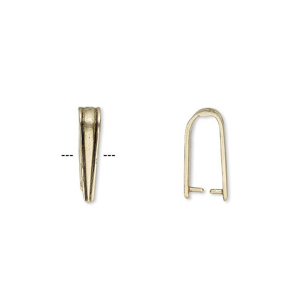 Bail, ice-pick, antiqued brass, 13.5x3mm triangle, 10mm grip length. Sold per pkg of 2. image number 0