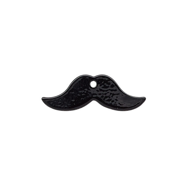 Charm, painted steel, black, 25x9mm mustache. Sold per pkg of 10. image number 0